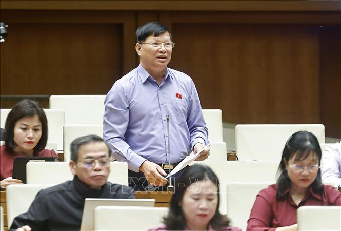 Đại biểu Quốc hội tỉnh Phú Thọ Trần Văn Tiến phát biểu. Ảnh: Doãn Tấn - TTXVN