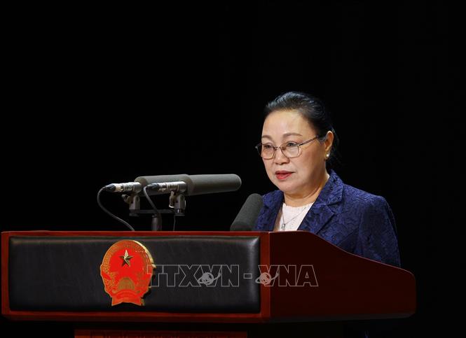 Đại sứ Lào tại Việt Nam Khamphao Ernthavanh phát biểu. Ảnh: Lâm Khánh - TTXVN