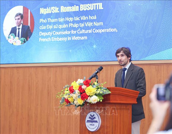 Ông Romain Busuttil,  Phó Tham tán Hợp tác Văn hóa (Đại sứ quán Pháp tại Việt Nam) phát biểu. Ảnh: Thanh Tùng - TTXVN