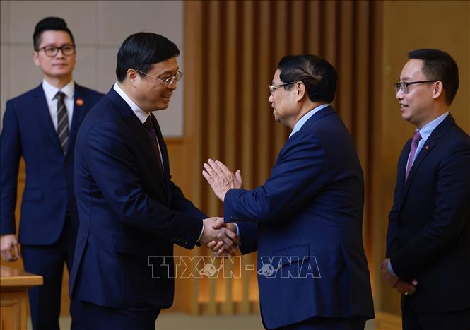 Thủ tướng Phạm Minh Chính tiếp ông Vi Thao, Chủ tịch Khu tự trị dân tộc Choang Quảng Tây, Trung Quốc. Ảnh: Dương Giang-TTXVN 