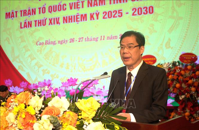 Ông Vũ Hồng Quang, Phó Bí thư Tỉnh ủy Cao Bằng được bầu giữ chức Chủ tịch Ủy ban MTTQ Việt Nam tỉnh Cao Bằng nhiệm kỳ 2025 - 2030. Ảnh: Quốc Đạt-TTXVN