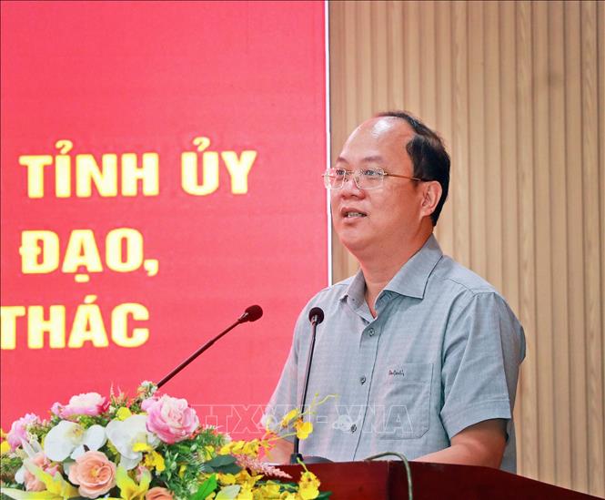 Bí thư Tỉnh ủy Cà Mau Nguyễn Hồ Hải phát biểu chỉ đạo tại Hội nghị. Ảnh: Huỳnh Anh - TTXVN