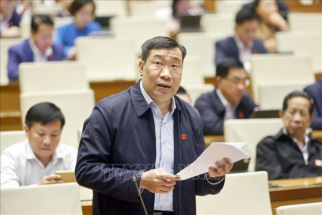 Đại biểu Quốc hội tỉnh Vĩnh Long Thạch Phước Bình phát biểu. Ảnh: Doãn Tấn - TTXVN