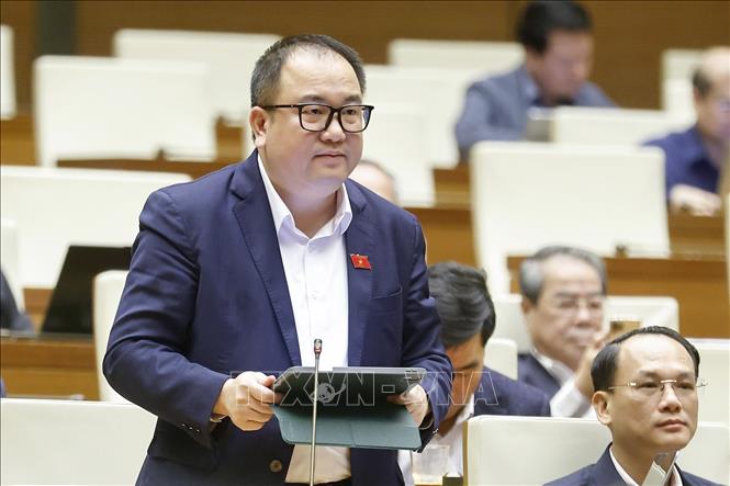Đại biểu Quốc hội tỉnh Lạng Sơn Phạm Trọng Nghĩa phát biểu. Ảnh: Doãn Tấn - TTXVN