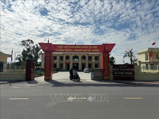 Trụ sở UBND xã Vĩnh Thuận, thành phố Hải Phòng. Ảnh: Tiến Vĩnh – TTXVN 
