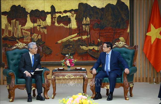 Thủ tướng Phạm Minh Chính tiếp ông Kenichi Hori, Chủ tịch kiêm Tổng Giám đốc điều hành Tập đoàn Mitsui. Ảnh: Dương Giang-TTXVN 