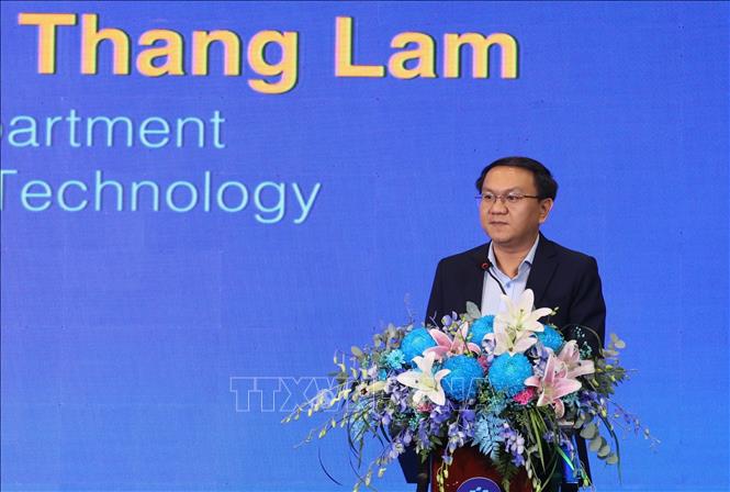Ông Lâm Đình Thắng, Giám đốc Sở Khoa học và Công nghệ Thành phố Hồ Chí Minh phát biểu tại hội nghị. Ảnh: Hứa Chung-TTXVN