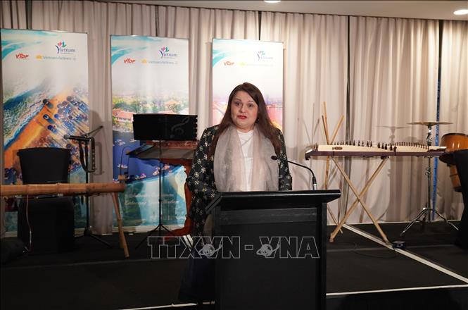 Bà Nerma Gunic - Cố vấn Đặc biệt, Ban Quản lý Tài trợ của Cơ quan Thương mại và Đầu tư của Chính phủ Australia (Austrade) - phát biểu tại sự kiện. Ảnh: Lê Đạt - PV TTXVN tại Australia