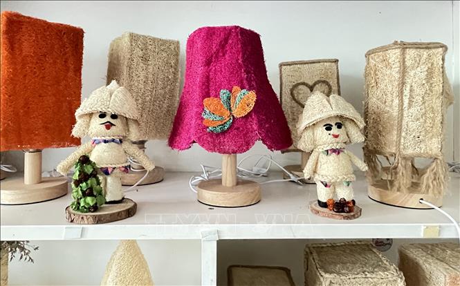 Decorations made from loofah fibres. VNA Photo: Hồng Nhung