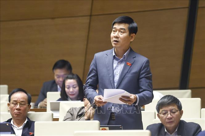 Đại biểu Quốc hội tỉnh Thanh Hóa Lê Thanh Hoàn phát biểu. Ảnh: Doãn Tấn - TTXVN