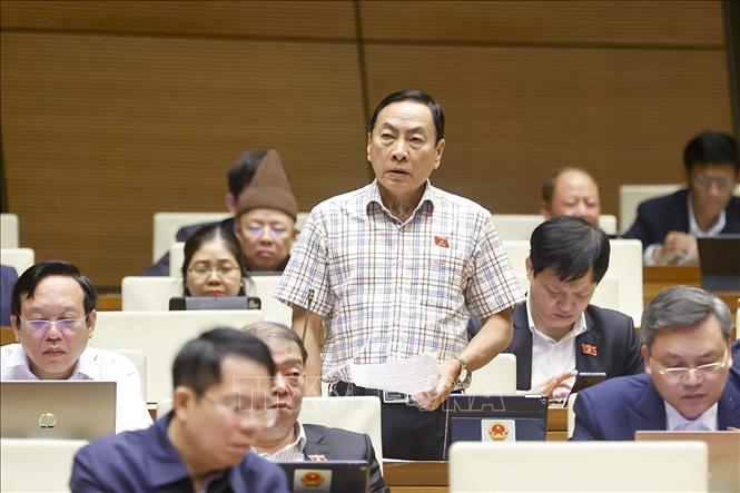 Đại biểu Quốc hội tỉnh Đồng Tháp Phạm Văn Hòa phát biểu. Ảnh: Doãn Tấn - TTXVN