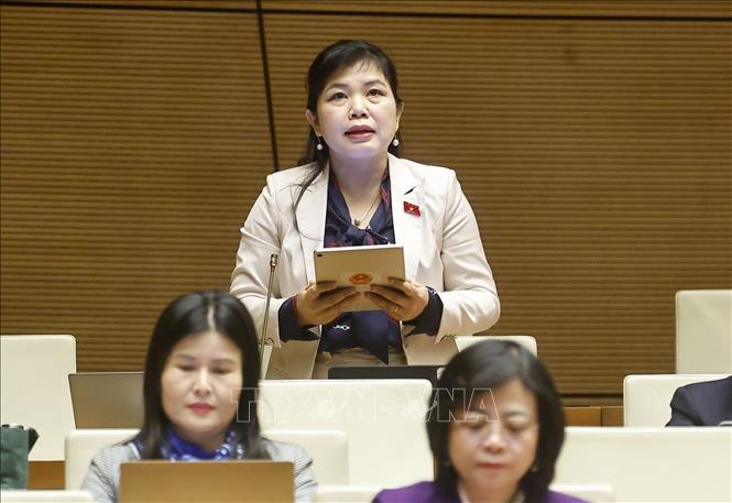 Đại biểu Quốc hội tỉnh Quảng Ninh Nguyễn Thị Thu Hà phát biểu. Ảnh: Doãn Tấn - TTXVN