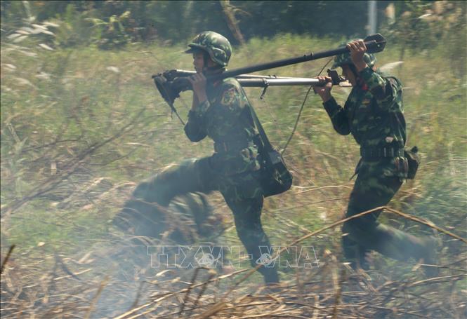 Tình huống diễn tập. Ảnh: Duy Khương - TTXVN