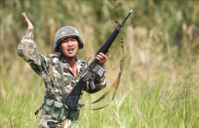 Tình huống diễn tập. Ảnh: Duy Khương - TTXVN