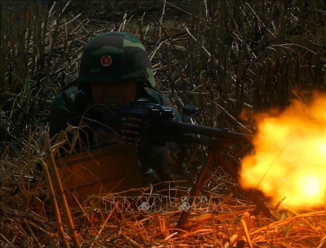 Tình huống diễn tập. Ảnh: Duy Khương - TTXVN