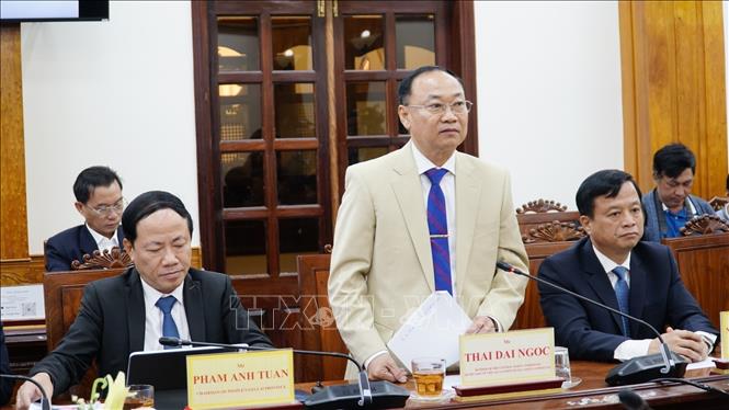 Bí thư Tỉnh ủy Gia Lai Thái Đại Ngọc phát biểu tại buổi làm việc. Ảnh: Sỹ Thắng -TTXVN