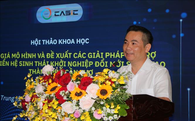 Ông Vũ Minh Hải, Giám đốc Trung tâm Khởi nghiệp và Đổi mới sáng tạo thành phố Cần Thơ, phát biểu. Ảnh: Nguyễn Hằng - TTVXN