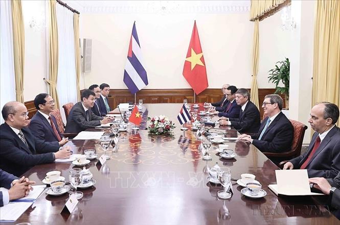  Phó Thủ tướng, Bộ trưởng Ngoại giao Bùi Thanh Sơn hội đàm với Bộ trưởng Ngoại giao Cuba Bruno Rodríguez Parrilla thăm chính thức Việt Nam từ ngày 18-20/2/2025. Ảnh: An Đăng - TTXVN