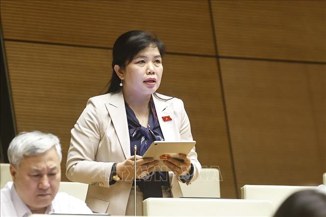 Đại biểu Quốc hội tỉnh Quảng Ninh Nguyễn Thị Thu Hà phát biểu. Ảnh: Doãn Tấn - TTXVN