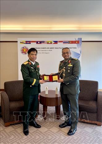 Sen. Lieut. Gen. Nguyen Van Nghia meets with the Chief of the General Staff of Brunei. VNA/Photo by courtesy