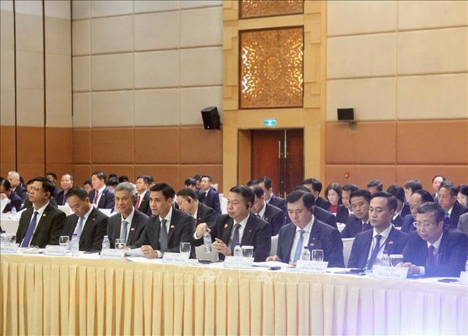 Các đại biểu đoàn Việt Nam tham dự Hội nghị Hợp tác và Phát triển các tỉnh biên giới Việt Nam-Campuchia lần thứ 13. Ảnh: Quang Anh – PV TTXVN tại Campuchia. 