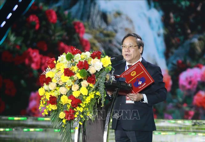 Phó Chủ tịch Thường trực UBND tỉnh Lai Châu, Trưởng Ban tổ chức, Tống Thanh Hải phát biểu khai mạc. Ảnh: Quý Trung – TTXVN