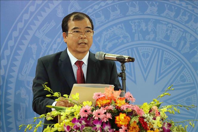 Ông Nguyễn Minh Hùng, Phó Chủ tịch UBND thành phố Hải Phòng phát biểu khai mạc Đại hội Thể dục thể thao thành phố lần thứ X. Ảnh: Hoàng Ngọc - TTXVN 