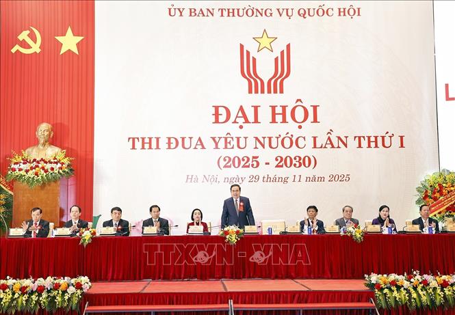 Chủ tịch Quốc hội Trần Thanh Mẫn và đại biểu dự Đại hội. Ảnh: Doãn Tấn - TTXVN
