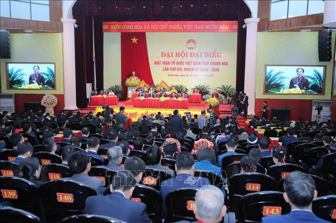 Toàn cảnh Đại hội đại biểu Mặt trận Tổ quốc Việt Nam tỉnh Thanh Hóa lần thứ XVI, nhiệm kỳ 2025-2030. Ảnh: TTXVN phát