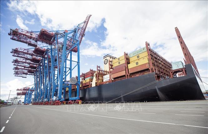 Cảng container ở Hamburg, Đức ngày 28/5/2025. Ảnh: THX/TTXVN