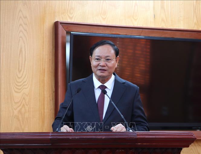 Bí thư Tỉnh ủy Lai Châu Lê Minh Ngân phát biểu kết luận Hội nghị. Ảnh: Việt Dũng - TTXVN
