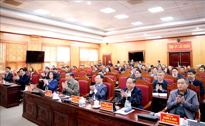 Các đại biểu tham dự Hội nghị lần thứ 3 Ban Chấp hành Đảng bộ tỉnh Lai Châu khóa XV. Ảnh: Việt Dũng - TTXVN