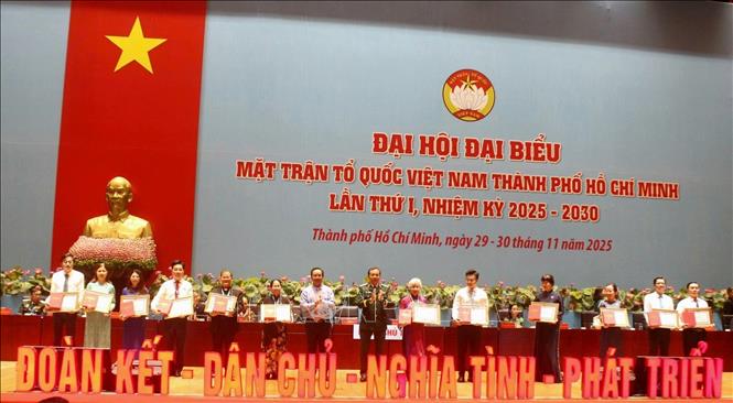 Tuyên dương các cá nhân điển hình trong phong trào thi đua yêu nước. Ảnh: Huyền Trang - TTXVN