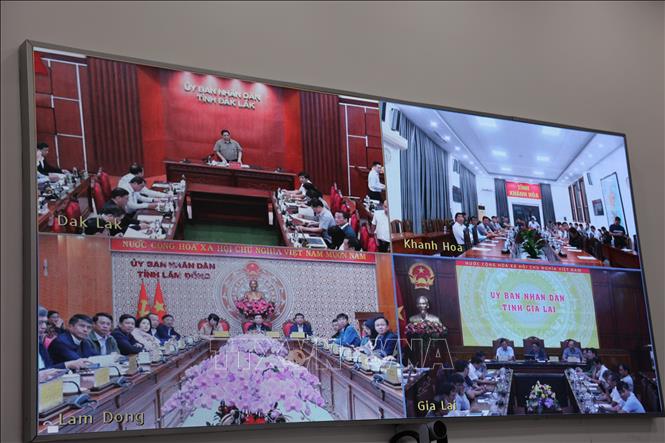 Các điểm cầu tại cuộc họp do Thủ tướng chủ trì.  Ảnh: Đặng Tuấn-TTXVN
