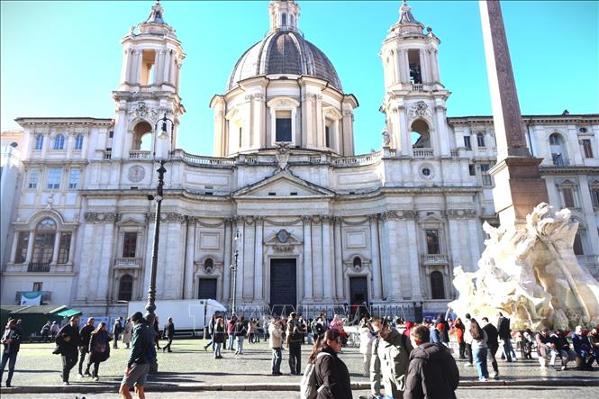 Nhà thờ Sant Agnese ở Piazza Navona. Ảnh: Thanh Hải - PV TTXVN tại Italy
