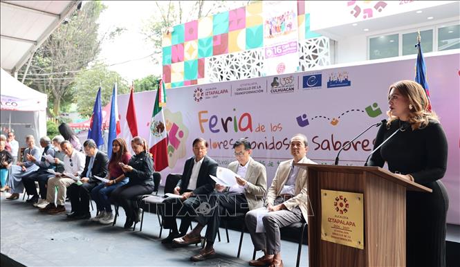 Bà Ana Karina Rojo Pimentel – Chủ tịch Nhóm nghị sĩ hữu nghị Mexico – Việt Nam phát biểu tại sự kiện. Ảnh: Phi Hùng - PV TTXVN tại Mexico