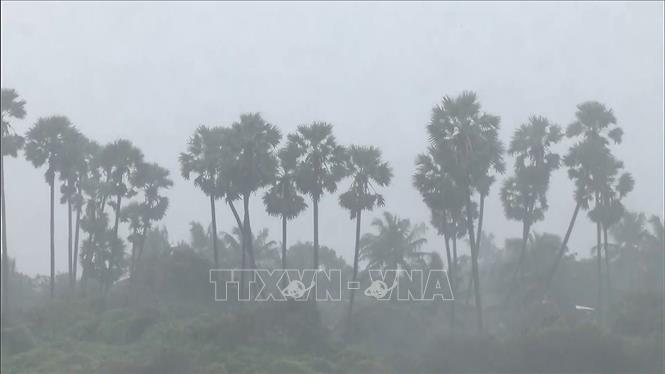 Bão Ditwah đổ bộ mang theo mưa lớn tại Nagapattinam, Ấn Độ ngày 29/11/2025. Ảnh: ANI/TTXVN