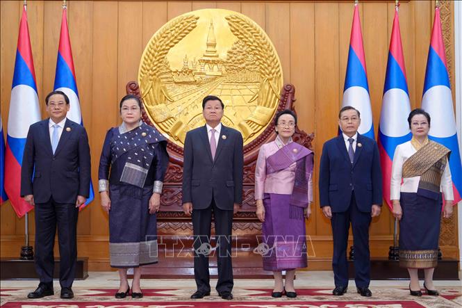 Sự kiện có sự tham dự đầy đủ của các Lãnh đạo cấp cao của Lào. Ảnh: Đỗ Bá Thành - PV TTXVN tại Lào 