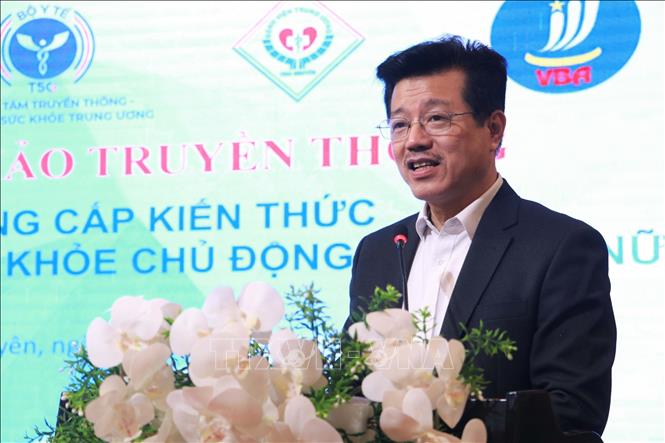 Ông Vũ Mạnh Cường, lãnh đạo Trung tâm Truyền thông – Giáo dục sức khỏe Trung ương phát biểu khai mạc. Ảnh TTXVN phát