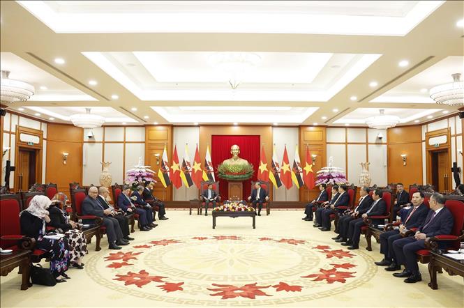 Tổng Bí thư Tô Lâm tiếp Quốc vương Brunei Haji Hassanal Bolkiah . Ảnh: Thống Nhất – TTXVN