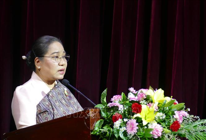 Bộ trưởng Bộ Văn hóa và Du lịch Lào Suansavanh Viyaket phát biểu khai mạc. Ảnh: Xuân Tú - PV TTXVN tại Lào