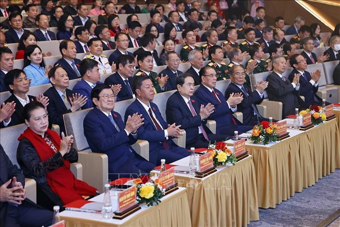 Chủ tịch Quốc hội Trần Thanh Mẫn và đại biểu tại dự kễ kỷ niệm. Ảnh: Doãn Tấn - TTXVN