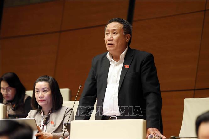 Đại biểu Quốc hội tỉnh Quảng Trị Hà Sỹ Đồng phát biểu. Ảnh: An Đăng - TTXVN