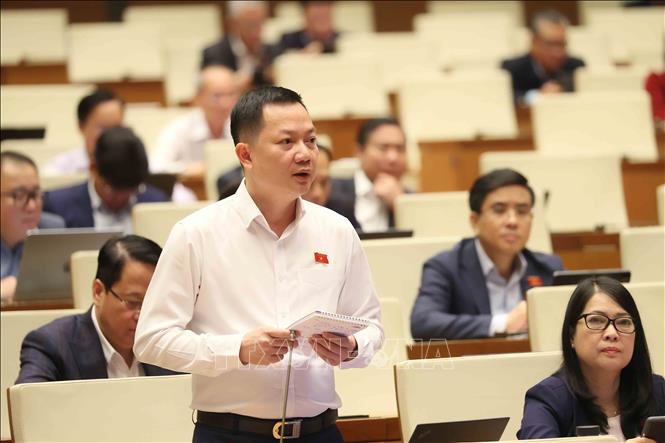 Đại biểu Quốc hội tỉnh Đồng Nai Trịnh Xuân An phát biểu. Ảnh: An Đăng - TTXVN