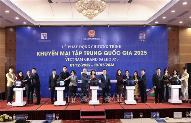 Các đại biểu với nghi lễ phát động. Ảnh: Trần Việt - TTXVN