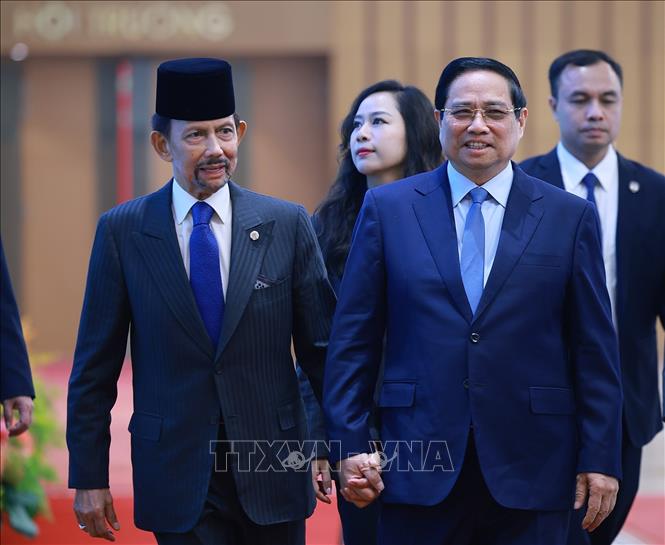 Thủ tướng Phạm Minh Chính hội kiến Quốc vương Brunei Darussalam Haji Hassanal Bolkiah. Ảnh: Dương Giang-TTXVN
