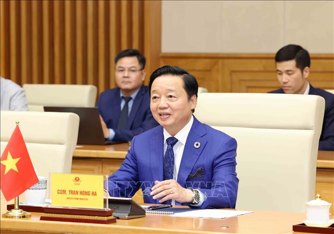 Phó Thủ tướng Trần Hồng Hà phát biểu tại buổi tiếp. Ảnh: Phương Hoa - TTXVN