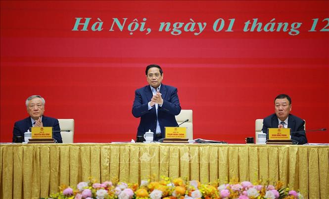 Thủ tướng Phạm Minh Chính chủ trì Hội nghị của Đảng uỷ Chính phủ tổng kết công tác phòng, chống tham nhũng, lãng phí, tiêu cực. Ảnh: Dương Giang-TTXVN