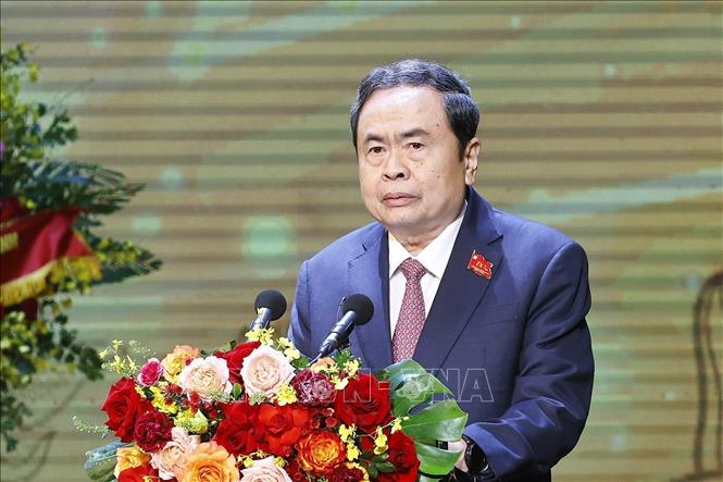 NA Chairman Tran Thanh Man speaks at the ceremony. VNA Photo: Doãn Tấn