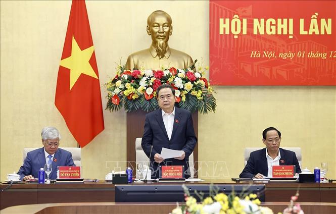 Chủ tịch Quốc hội Trần Thanh Mẫn chủ trì Hội nghị lần thứ hai Ban Chấp hành Đảng bộ Quốc hội nhiệm kỳ 2025-2030. Ảnh: Doãn Tấn - TTXVN